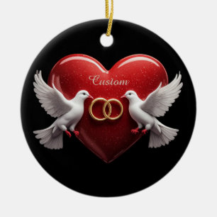 Hochzeitstauben Herz Romantisches Jubiläumsgeschen Keramik Ornament