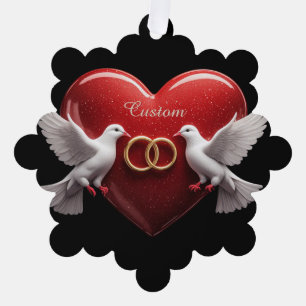 Hochzeitstauben Herz Romantisches Jubiläumsgeschen Ornament Karte