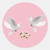 Hochzeitstauben Rosa Rundkleber Runder Aufkleber (Vorderseite)