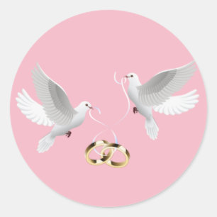 Hochzeitstauben Rosa Rundkleber Runder Aufkleber