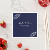 Hochzeitstaue Schiffsseil Weiß & Navy Blau Serviette (Beispiel)