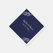 Hochzeitstaue Schiffsseil Weiß & Navy Blau Serviette (Ecke)