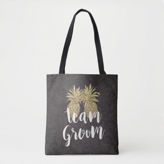 Hochzeitsteam Groom Black Gold Ananas Couple Tasche (Vorderseite)