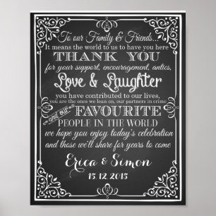Hochzeitstempel "Danke" Vintage Tafel Poster