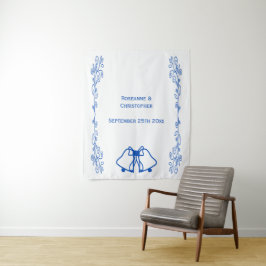 Hochzeitsteppich-Hintergrund Blau Saphir Glocken Wandteppich