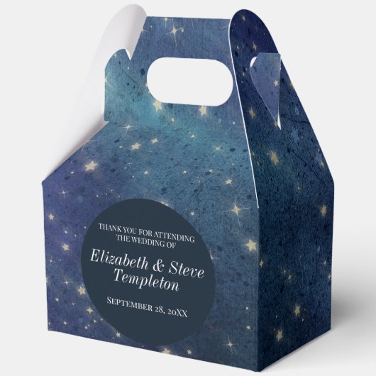 Hochzeitsterne Nacht Celestial Danke Navy Geschenkschachtel (Rückseite)