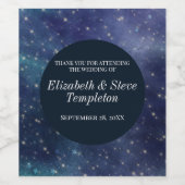 Hochzeitsterne Nacht Celestial Danke Navy Weinetikett (Einzelnes Label)