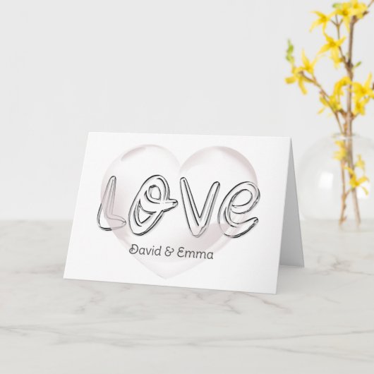 Hochzeitstext Liebe mit Blasen Herz Karte (Gelbe Blume)