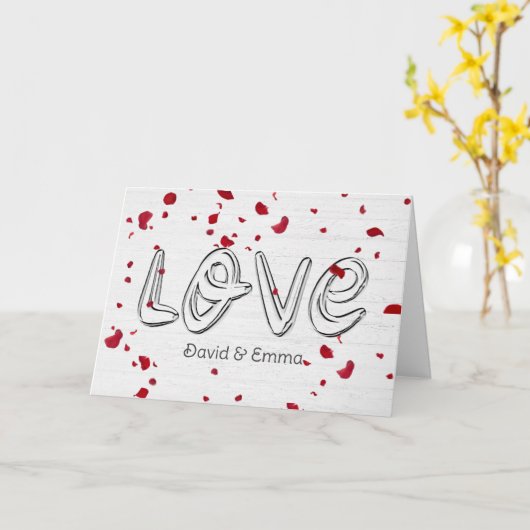 Hochzeitstext mit Rose-Blättern Karte (Gelbe Blume)