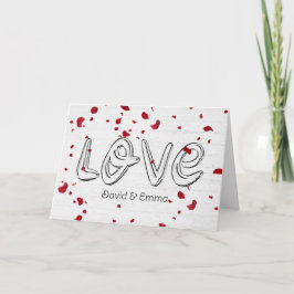 Hochzeitstext mit Rose-Blättern Karte