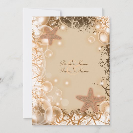 Hochzeitsthema am Strand ~ eleganter Empfang Einladung (Vorderseite)