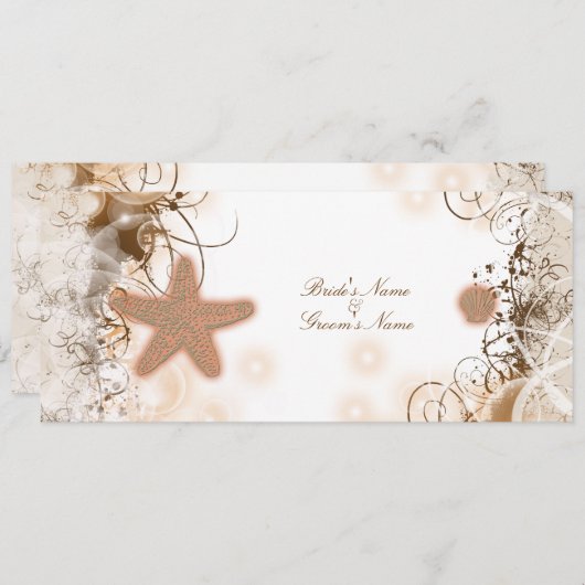 Hochzeitsthema am Strand ~ elegantes Party Einladung (Vorne/Hinten)