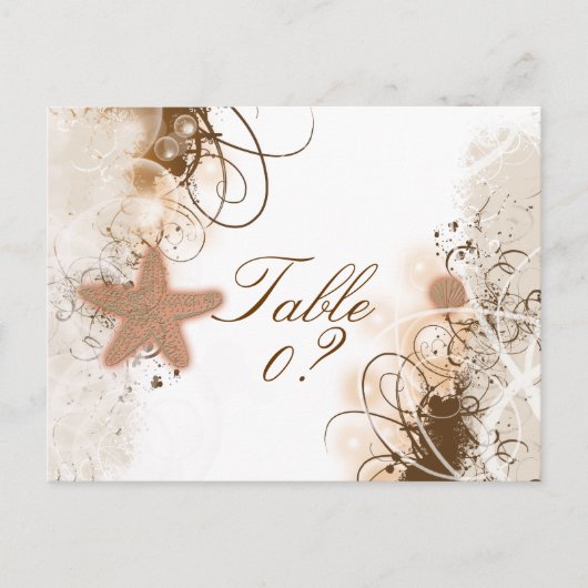 Hochzeitsthema am Strand ~ Tischnummer (Vorderseite)