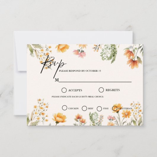 Hochzeitsthema "Minimalistisch Weadow Ivory Wildbl RSVP Karte (Vorderseite)
