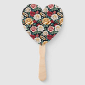 Hochzeitsthema mit Rosen und Eheringen Fächer (Rückseite)