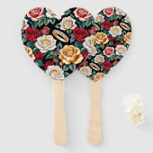 Hochzeitsthema mit Rosen und Eheringen Fächer (Vorne und Hinten)