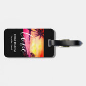 Hochzeitsthema Tropical Beach Sunset Watercolor Gepäckanhänger (Rückseite horizontal)