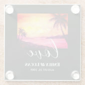 Hochzeitsthema Tropical Beach Sunset Watercolor Glasuntersetzer (Rückseite)