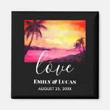 Hochzeitsthema Tropical Beach Sunset Watercolor