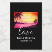 Hochzeitsthema Tropical Beach Sunset Watercolor Weinetikett (Einzelnes Label)