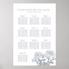 Hochzeitstich Chrysanthemum gezeichnet Kunsttischp Poster