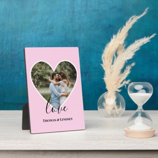 Hochzeitstich Foto Rosa Herzrahmen Moderne Kalligr Fotoplatte (Seite)