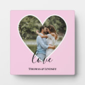 Hochzeitstich Foto Rosa Herzrahmen Moderne Kalligr Fotoplatte (Vorderseite)