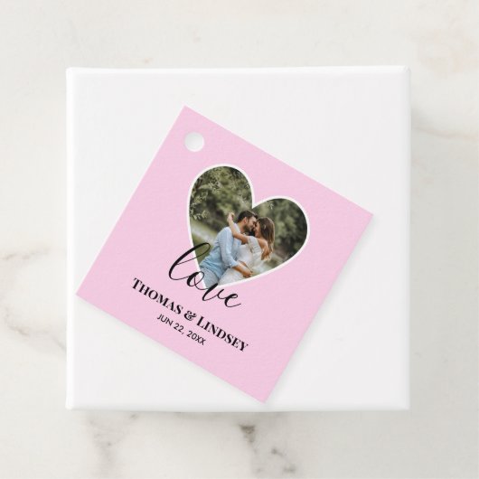 Hochzeitstich Foto Rosa Herzrahmen Moderne Kalligr Geschenkanhänger (Beispiel)