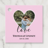 Hochzeitstich Foto Rosa Herzrahmen Moderne Kalligr Geschenkanhänger (Vorderseite)