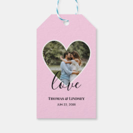 Hochzeitstich Foto Rosa Herzrahmen Moderne Kalligr Geschenkanhänger