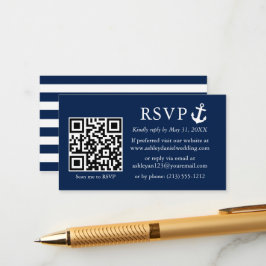 Hochzeitstich Nautical Navy Blue Anchor UAWG QR St Begleitkarte