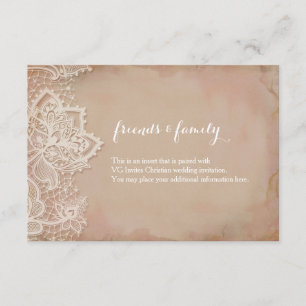 Hochzeitstich - Vintag rosa Begleitkarte