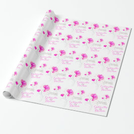 Hochzeitstich-Wildblume-Rosa-Graukunstfolie Geschenkpapier
