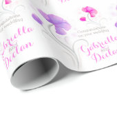 Hochzeitstich Wildblume Rosa lila Kunstpackung Geschenkpapier (Rolleneckpunkt)