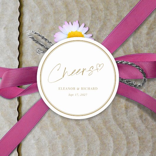 Hochzeitsticker - Beifall! White & Gold Letters Runder Aufkleber