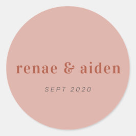 Hochzeitsticker für Korallen und Rost Runder Aufkleber
