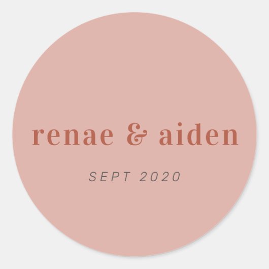 Hochzeitsticker für Korallen und Rost Runder Aufkleber (Vorderseite)