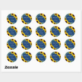 Hochzeitsticker für Navy Blue Sunflower Runder Aufkleber (Blatt)
