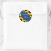 Hochzeitsticker für Navy Blue Sunflower Runder Aufkleber (Tasche)