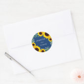 Hochzeitsticker für Navy Blue Sunflower Runder Aufkleber (Umschlag)