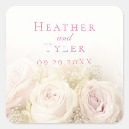 Hochzeitsticker für Rose Quadratischer Aufkleber