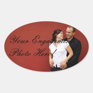 Hochzeitsticker für Verlobung Foto Oval Ovaler Aufkleber