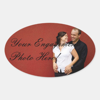 Hochzeitsticker für Verlobung Foto Oval Ovaler Aufkleber