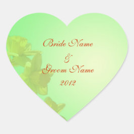 Hochzeitsticker, gelbe Tulpe-Blume Herz-Aufkleber