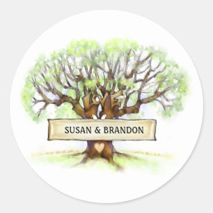 Hochzeitsticker - Liebe Tree Runder Aufkleber