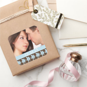 Hochzeitsticker mit Ihrem Foto Quadratischer Aufkleber