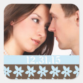 Hochzeitsticker mit Ihrem Foto Quadratischer Aufkleber (Vorderseite)