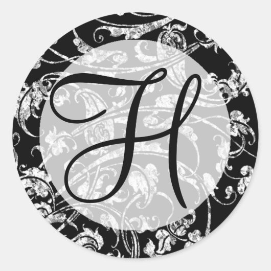 Hochzeitsticker Monogram H Runder Aufkleber (Vorderseite)