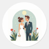 Hochzeitsticker Runder Aufkleber (Vorderseite)