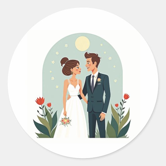Hochzeitsticker Runder Aufkleber (Vorderseite)